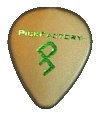 "Bronze look" guitar pick with gold glossy imprint