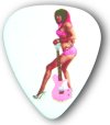 Sexy babe with Les Paul guitar pick